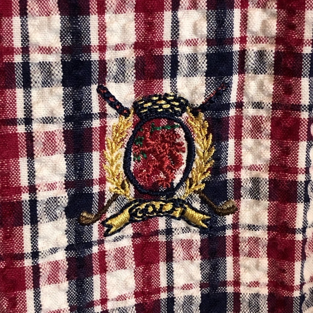 Tommy Hilfiger Vintage Check Long Sleeve Button Down Shirt Color Block Large - Picture 4 of 8